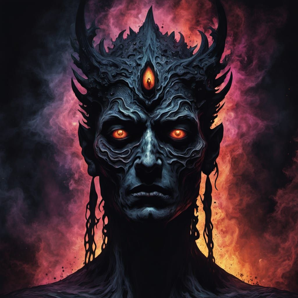 Dark Fantasy Horror Deity with Ancient Scars