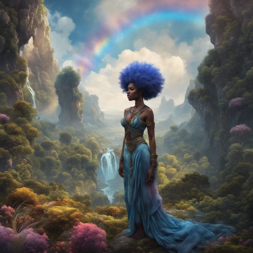 Goddess with Rainbow in Kincaid Landscape