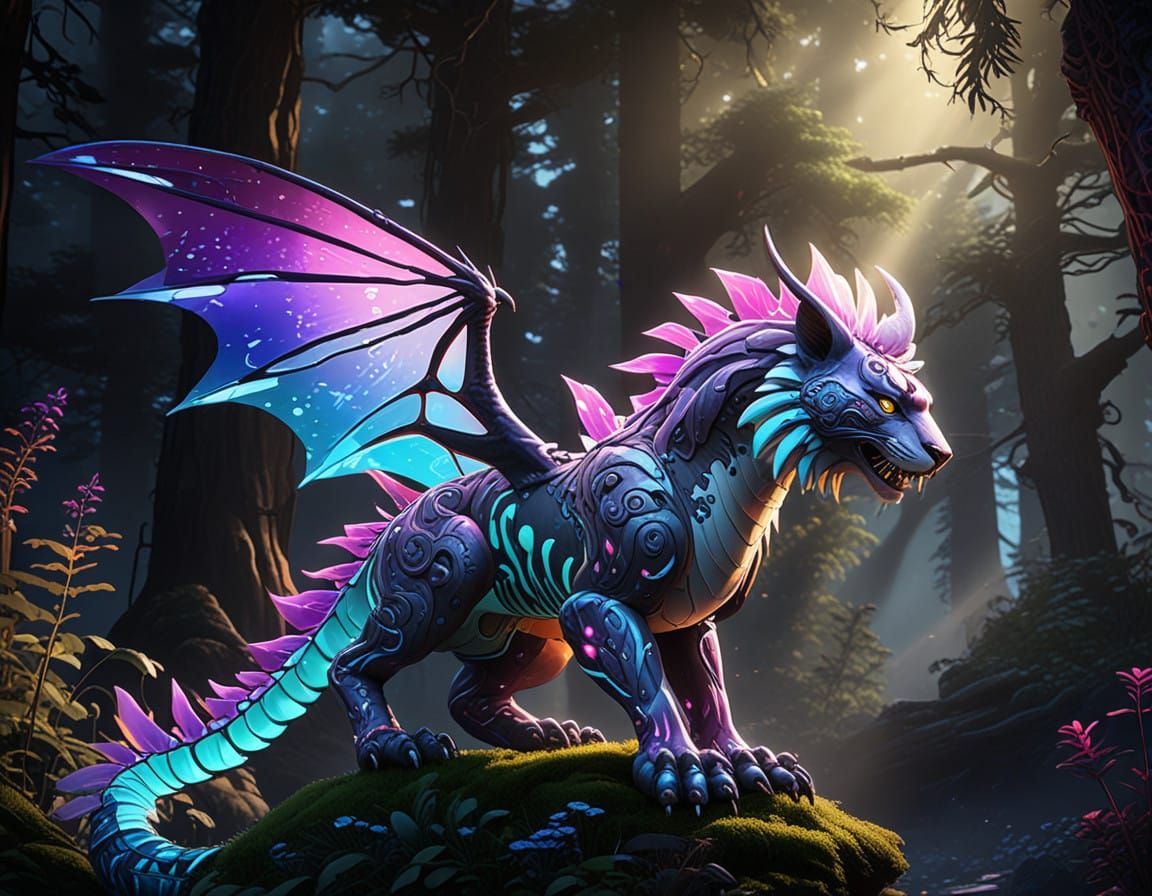 Ethereal Dragon Tiger in Mystical Forest