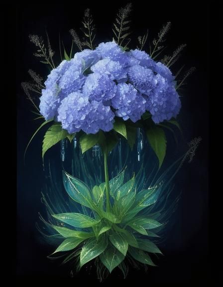 Biopunk Hydrangeas with Neural Interfaces in Rococo Setting