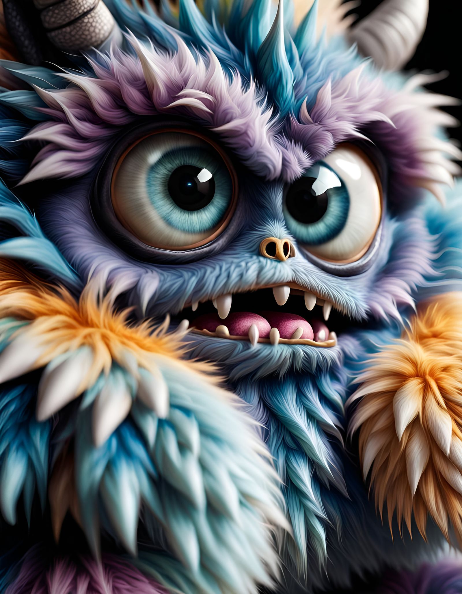 Colorful Fluffy Monster with Big Eyes
