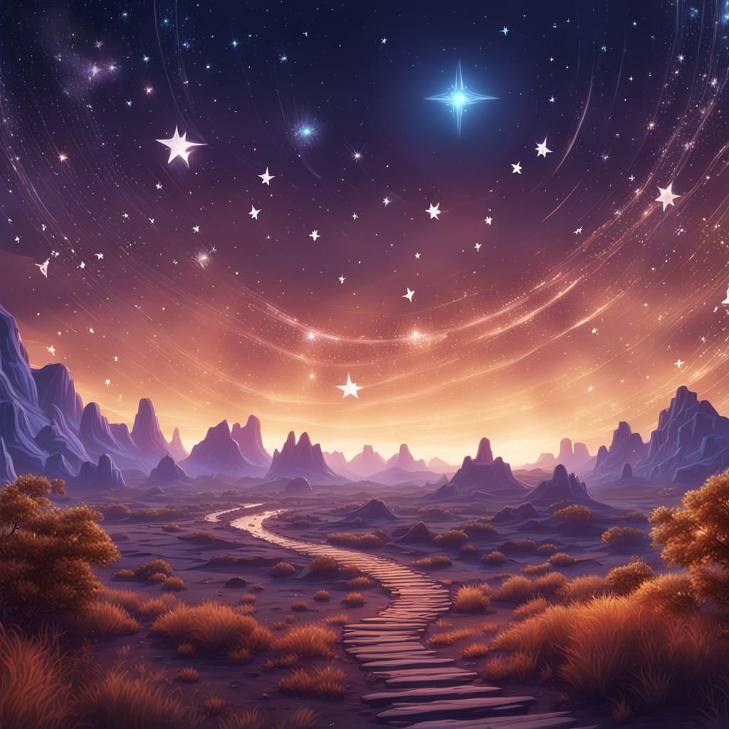 Stars on Sky Lineart: Detailed Matte Painting