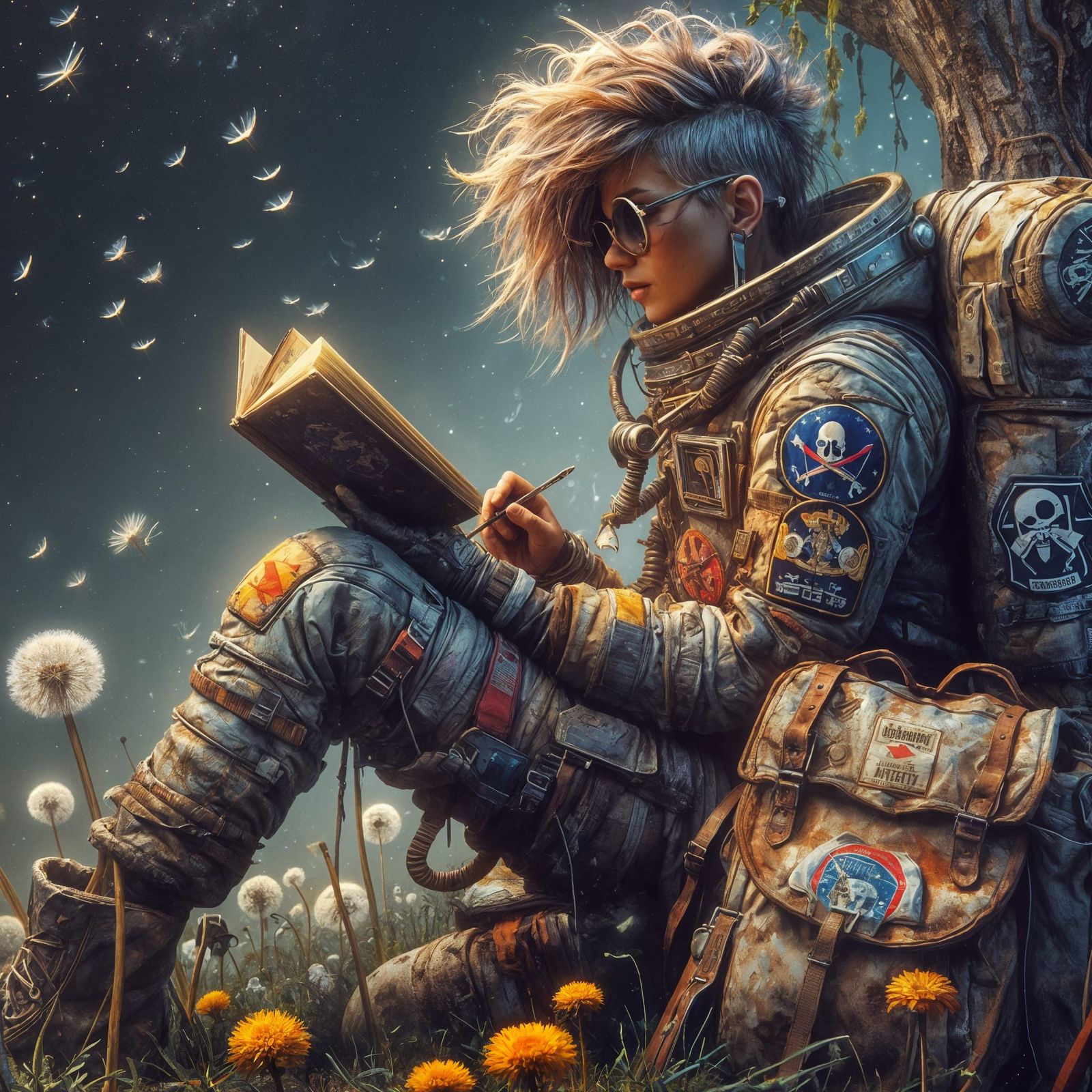 Homeless Slavic Cosmonaut in Shabby Spacesuit