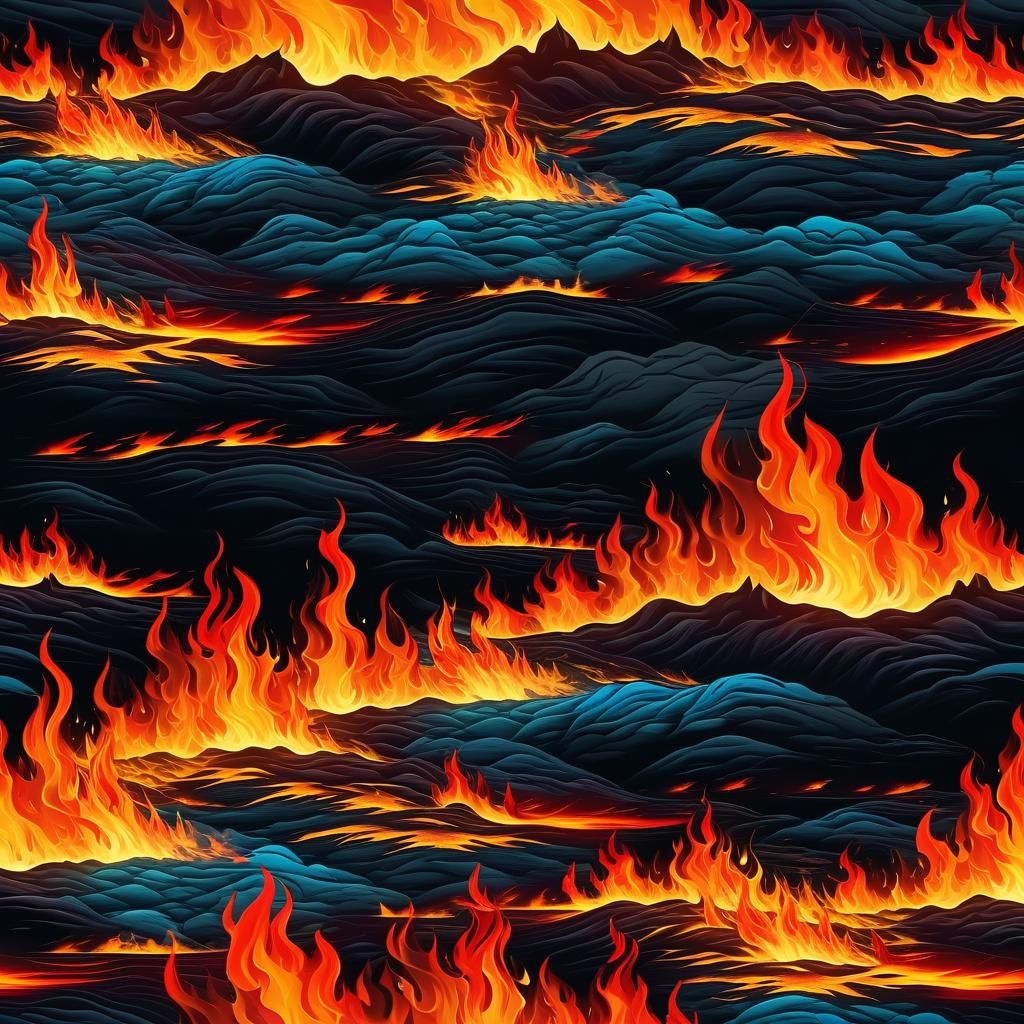 Multicolor Flames Engulf Fiery Landscape