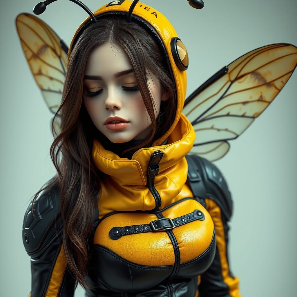 Bumble Bee Woman in Hyperrealistic Style