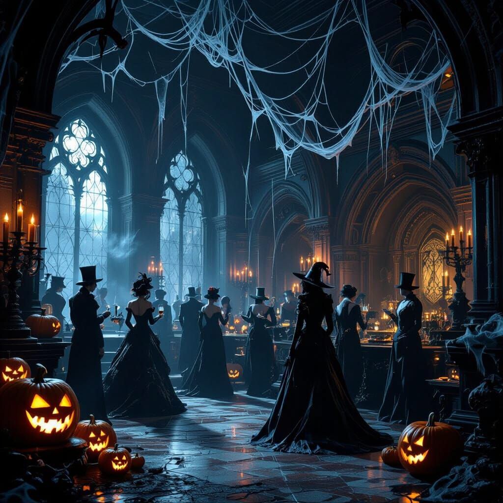 Atmospheric Halloween Party in Gothic Mansion