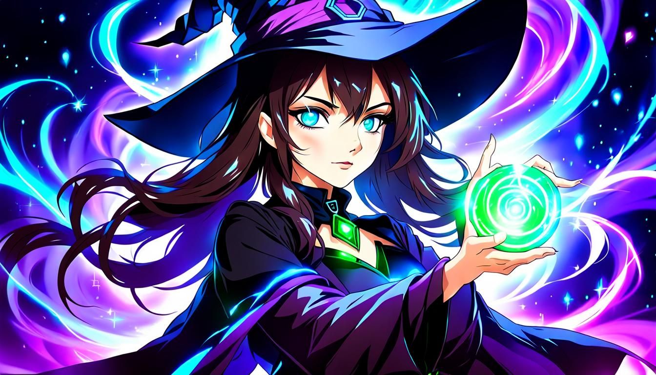 Anime Witch Casting Magic Streams
