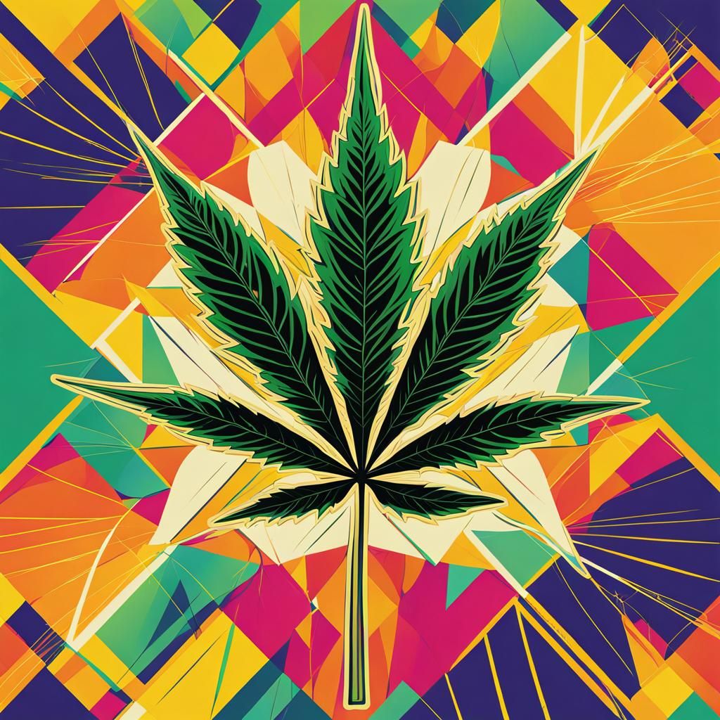 Pop Art Cannabis Leaf in Bauhaus Style