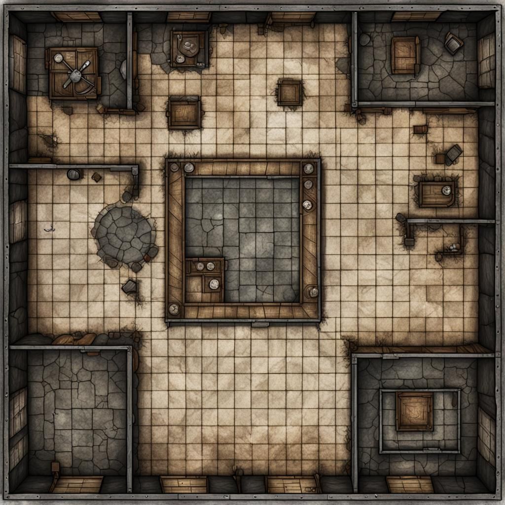Top-Down DnD Map: Empty Steel Room