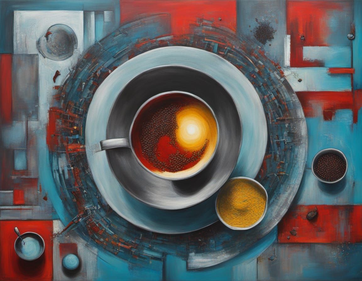 Abstract Surreal Espresso Chalice in Cyberpunk Style