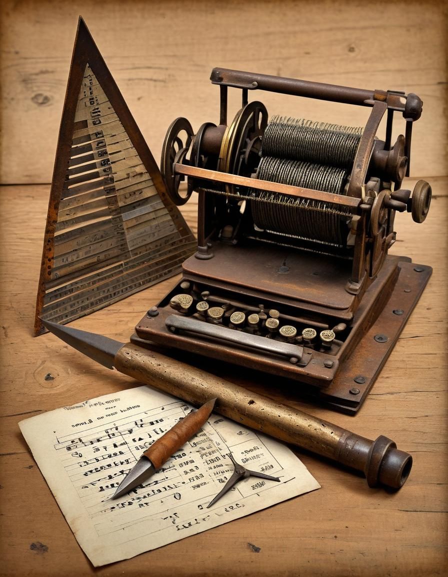 Vintage Tools and Punchcard Machine Still Life