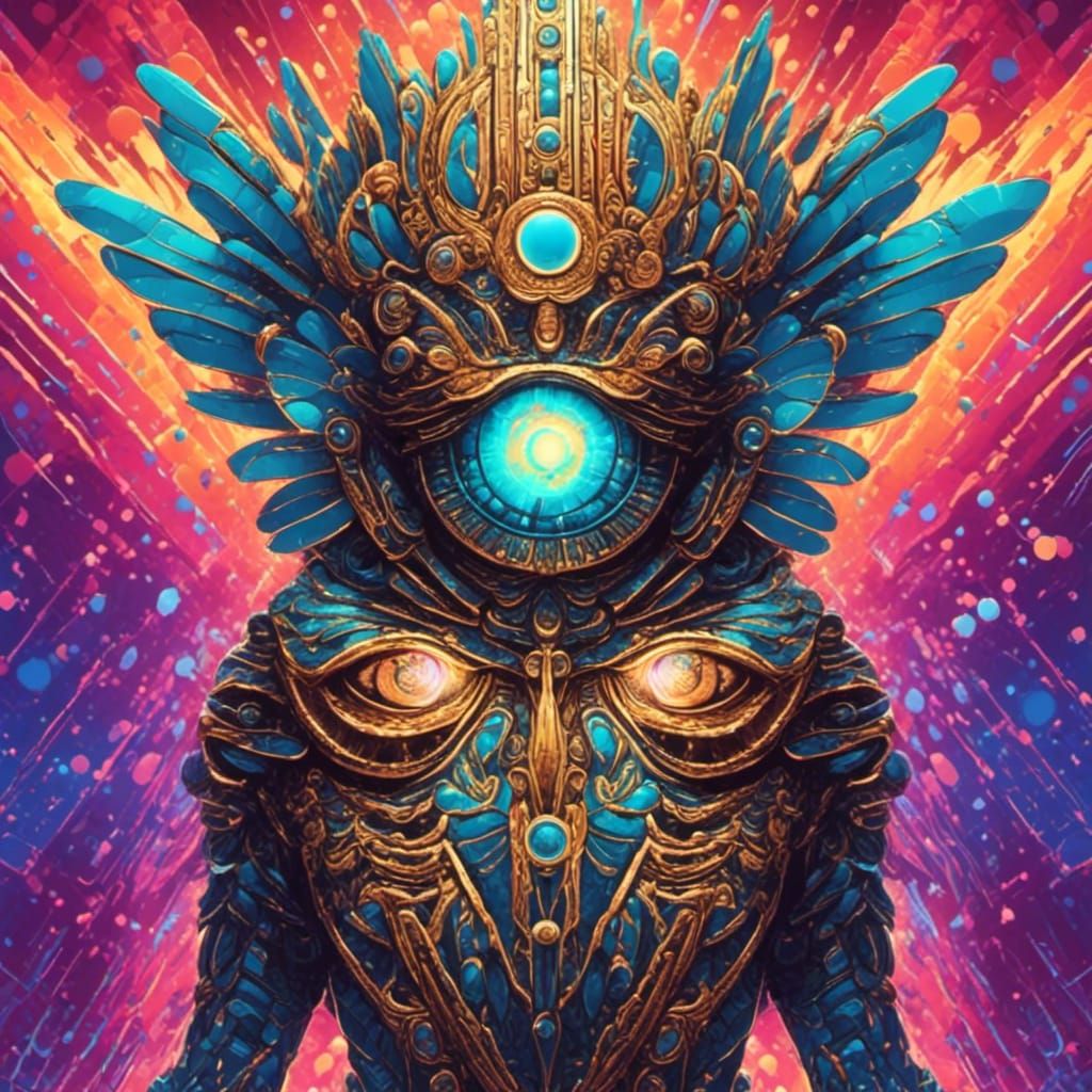 Psychedelic Egyptian Mummy in Vivid Colors