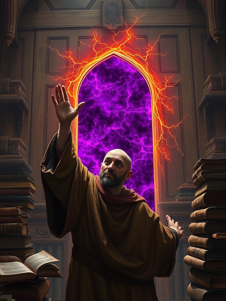 Medieval Scholar Discovers Ancient Portal in Dusty Library