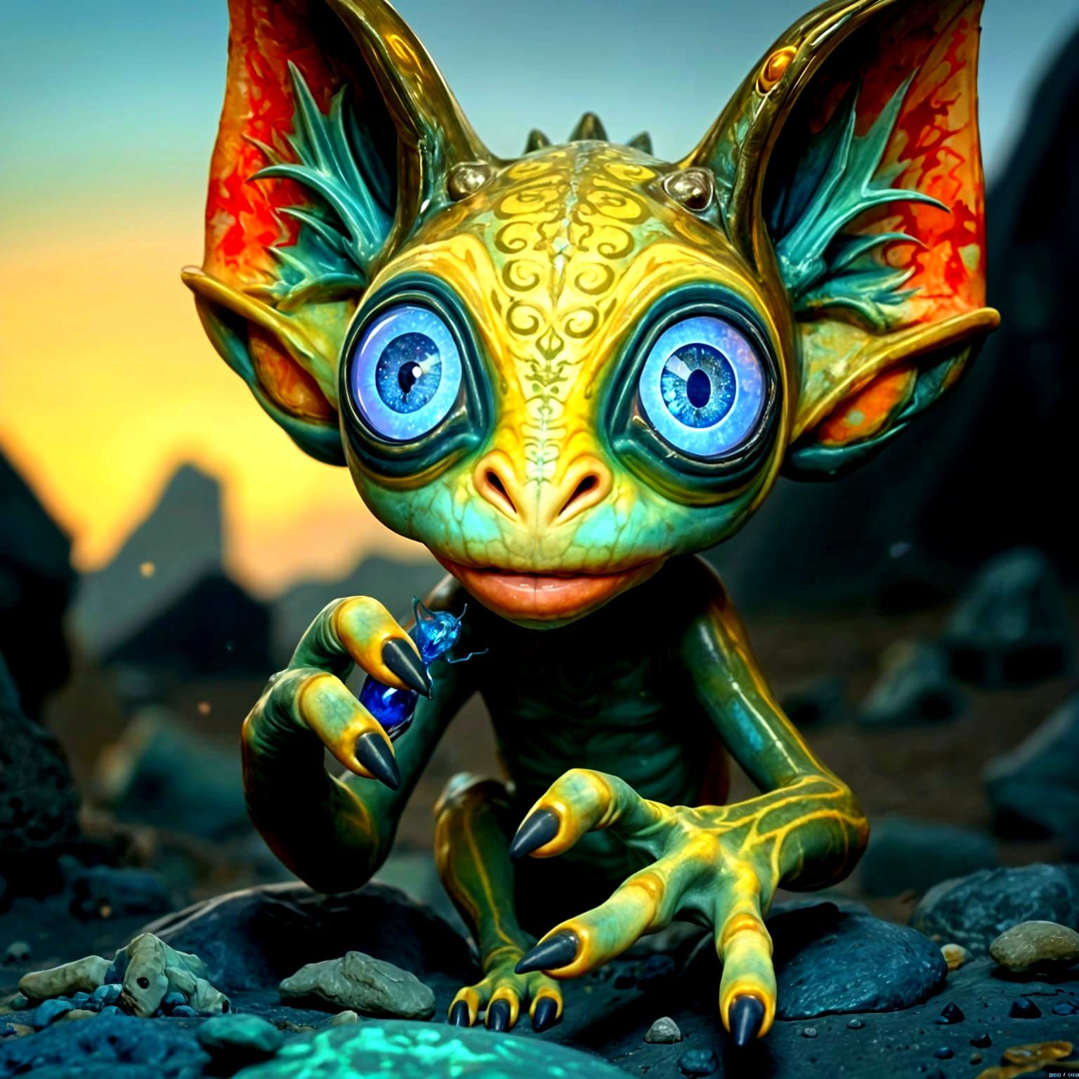 Ethereal Fantasy Being with Radiant Skin and Unusual Limbs