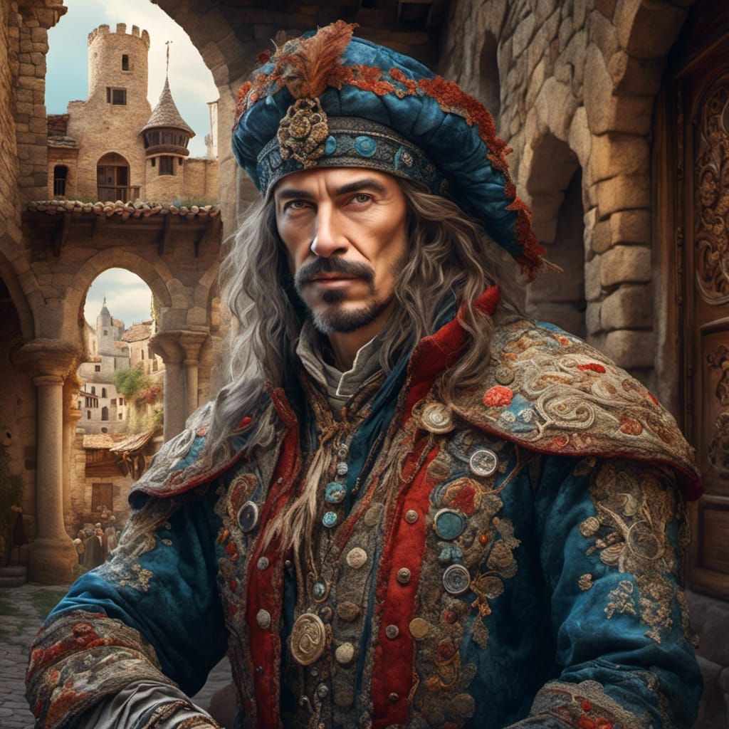 Arrogant Merchant Portrait in Hyperrealistic Style
