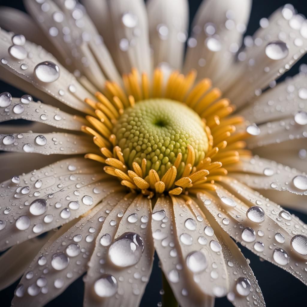 Macro Photo of a Rain-Kissed Daisy