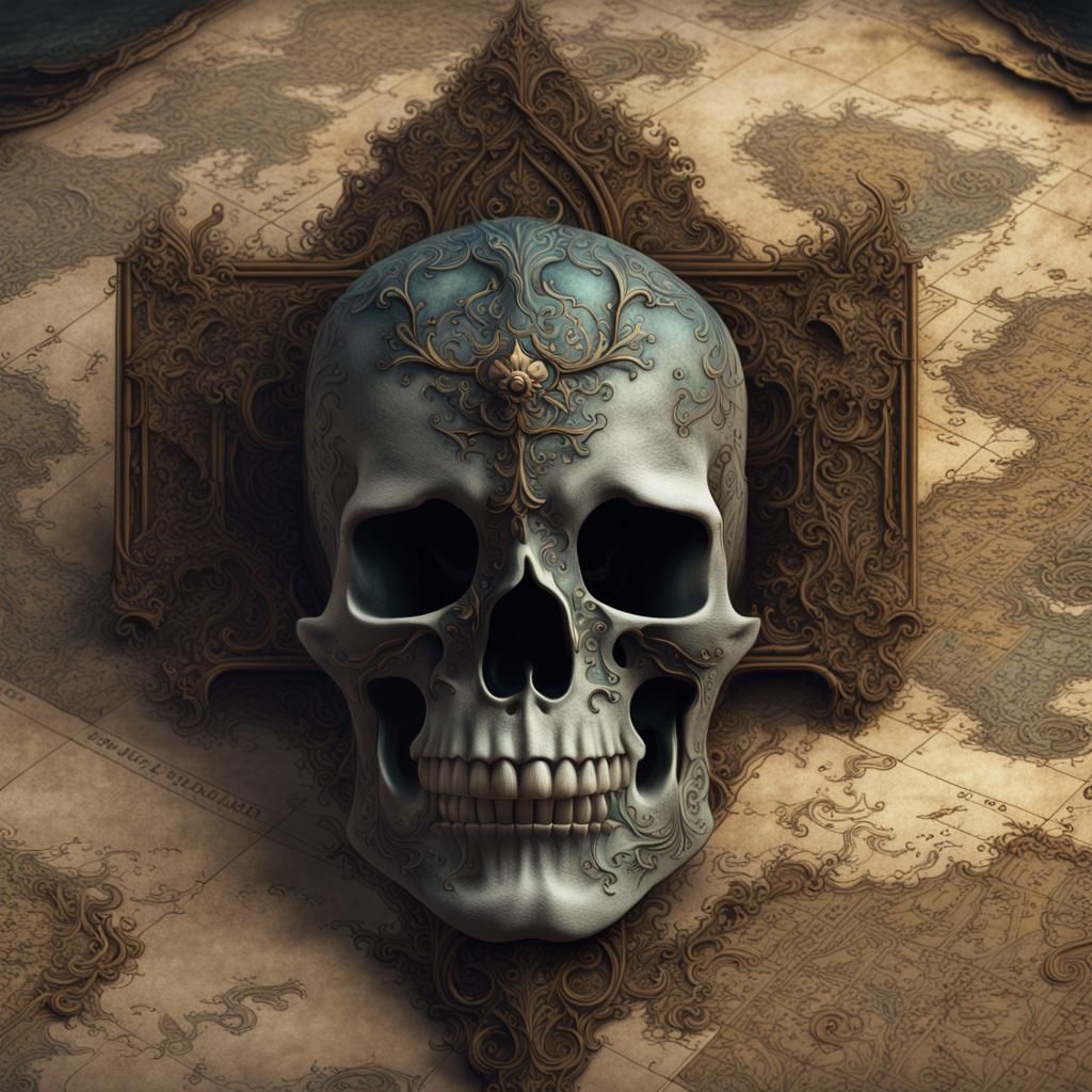 Gothic Skull Map: Detailed Matte Painting