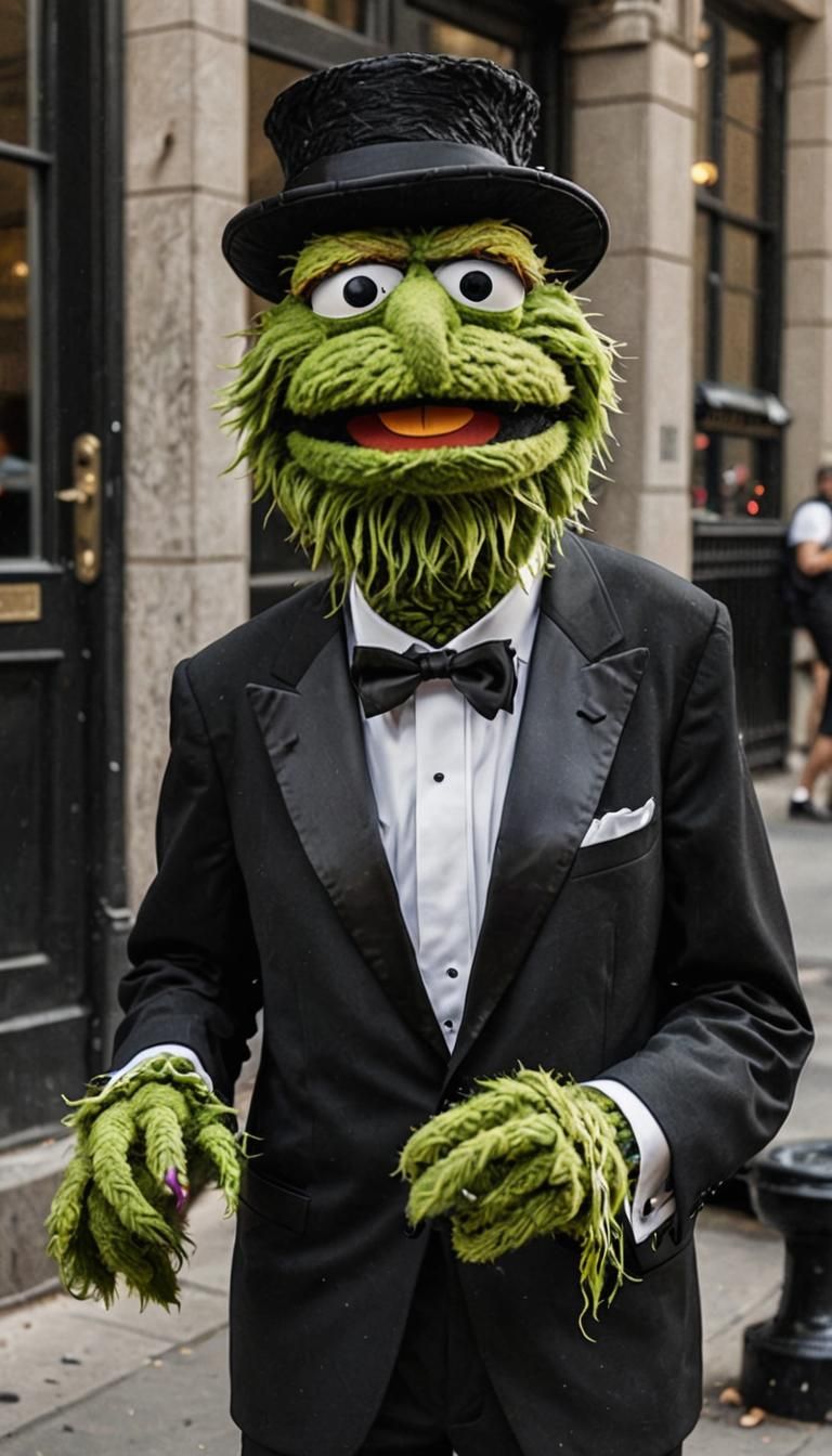 Oscar the Grouch in a Tuxedo