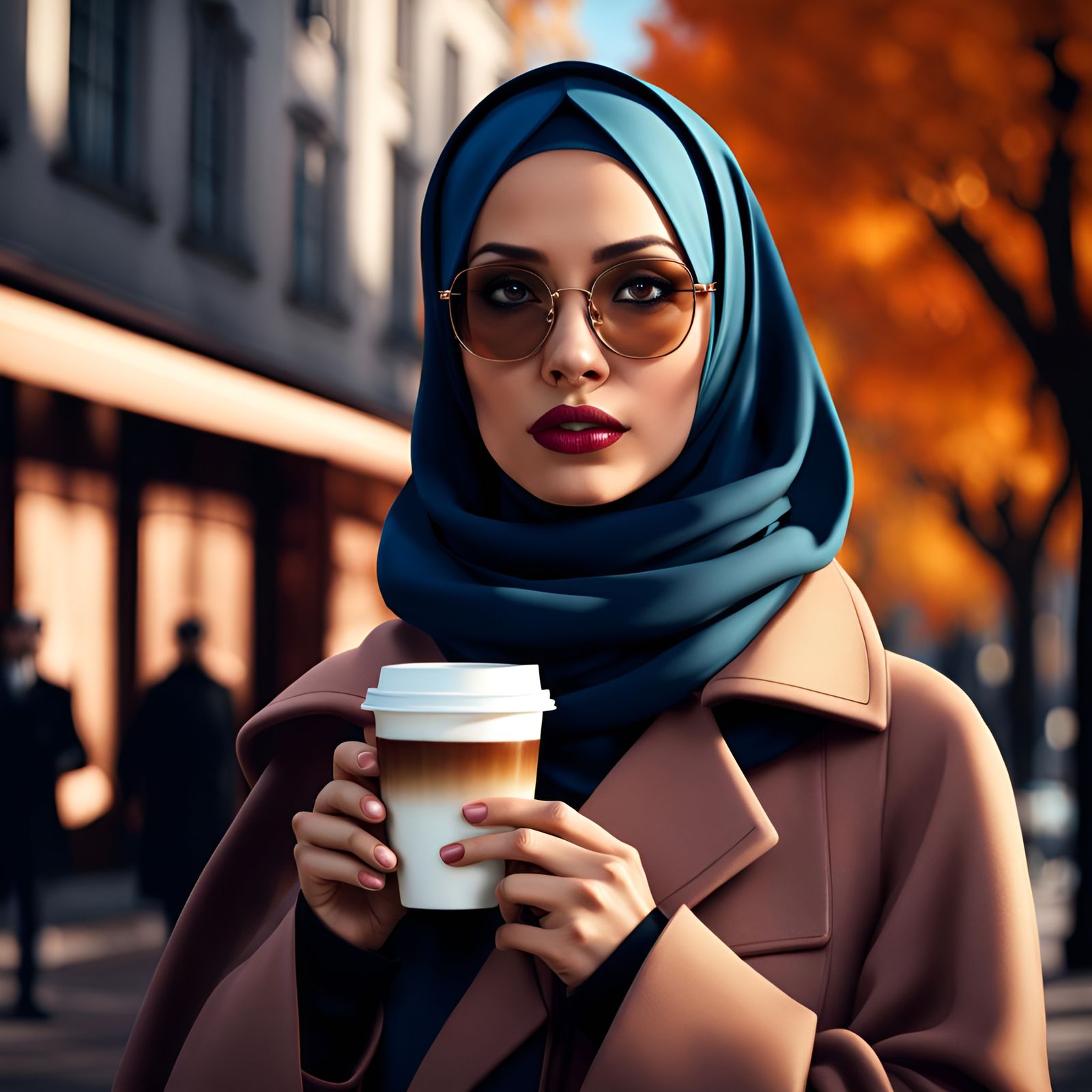 Autumn City Portrait of Woman in Hijab