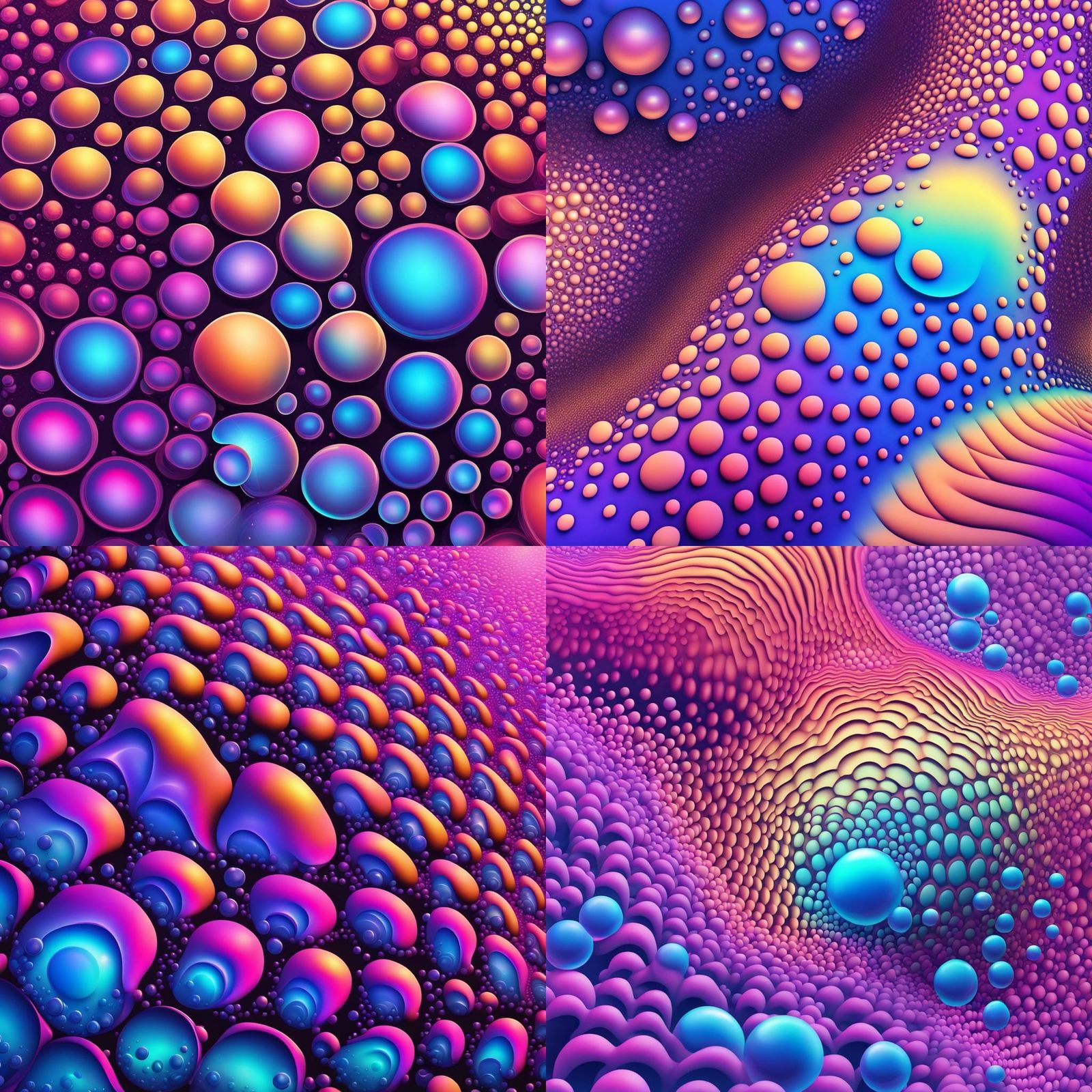 Opalescent Bubbles in Synthwave Fractal Wave