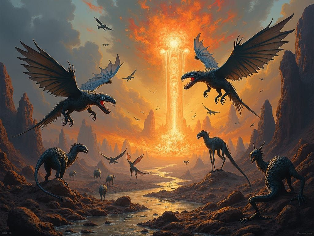 Dark Fantasy Panorama of Apocalyptic Creatures