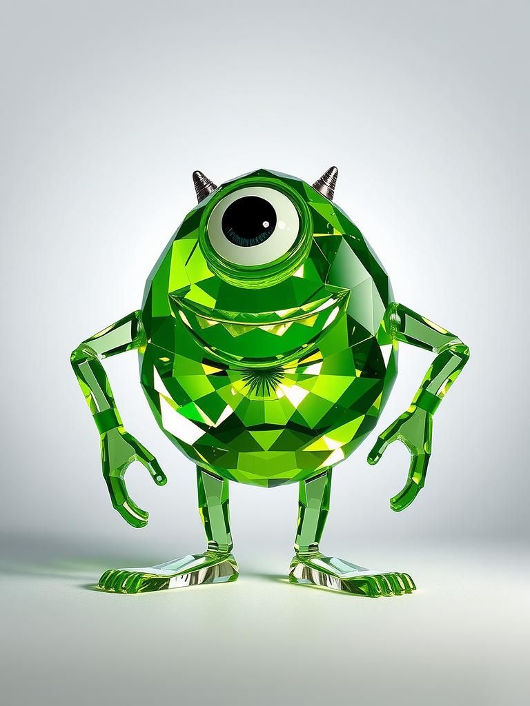Glass figurine of Mike Wazowski, from Pixar's Monsters, Inc.