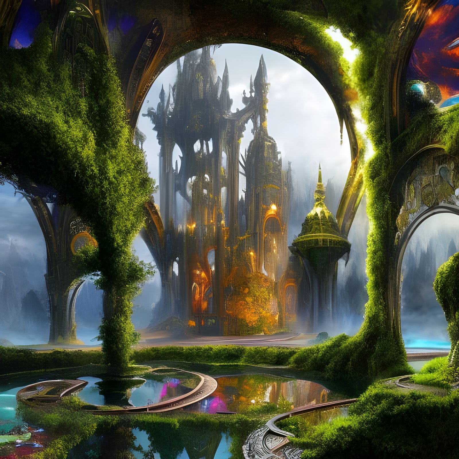 Cosmic Crystal Palace Terrarium: Sci-Fi Digital Art