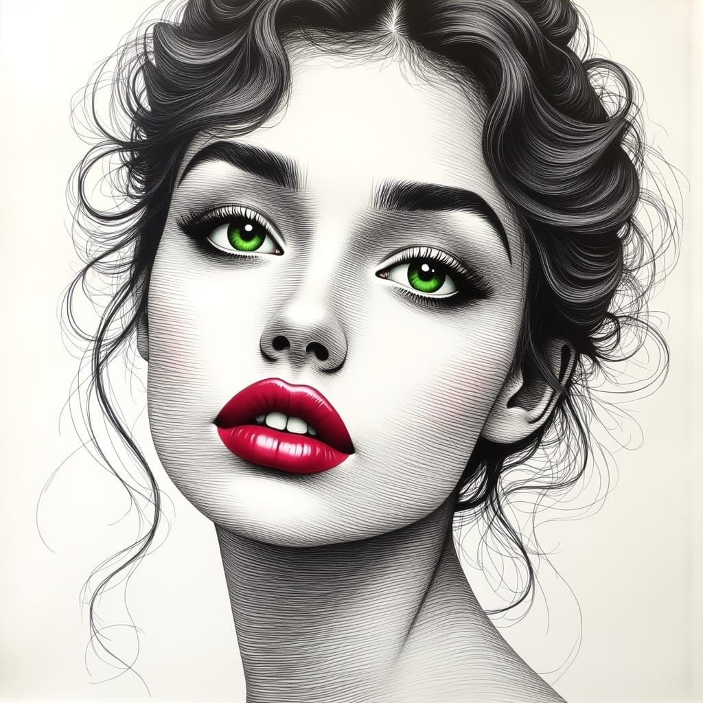 Stunning Portrait in Crisp, Black Lines