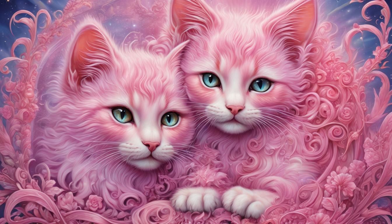 Pink Kitten in Surrealist Feminine Style