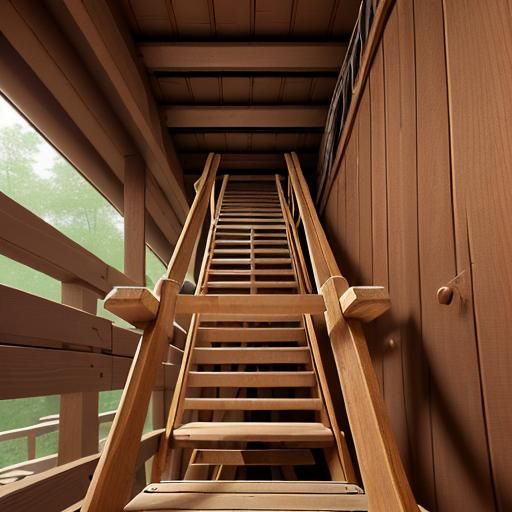 Rope ladders and wooden walkways connect the different levels.