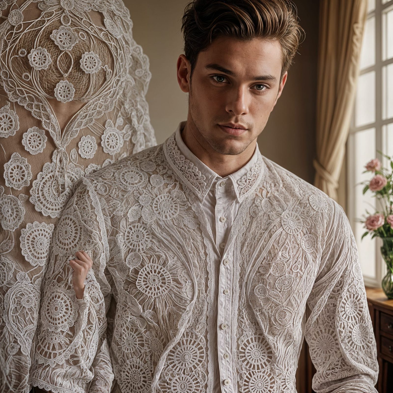 Young Man's Vintage Doily Fashion Design
