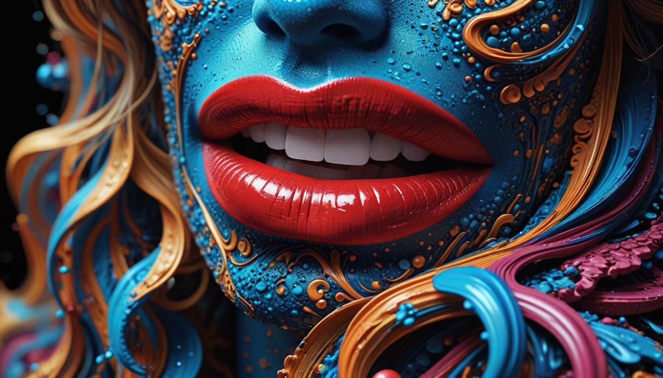 Lipstick Close-Up in Impasto Graffiti Art Style