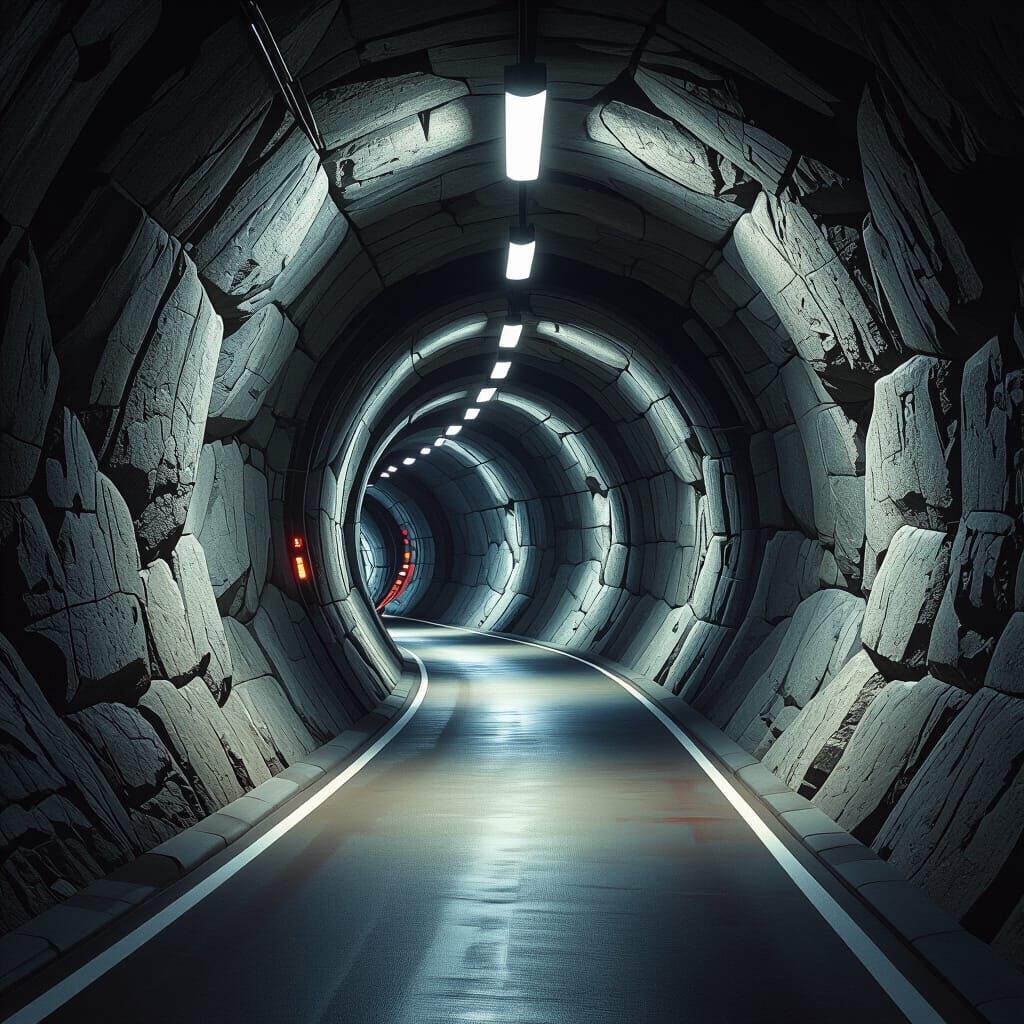 Distorted Alpine Tunnel View in Futuristic Style