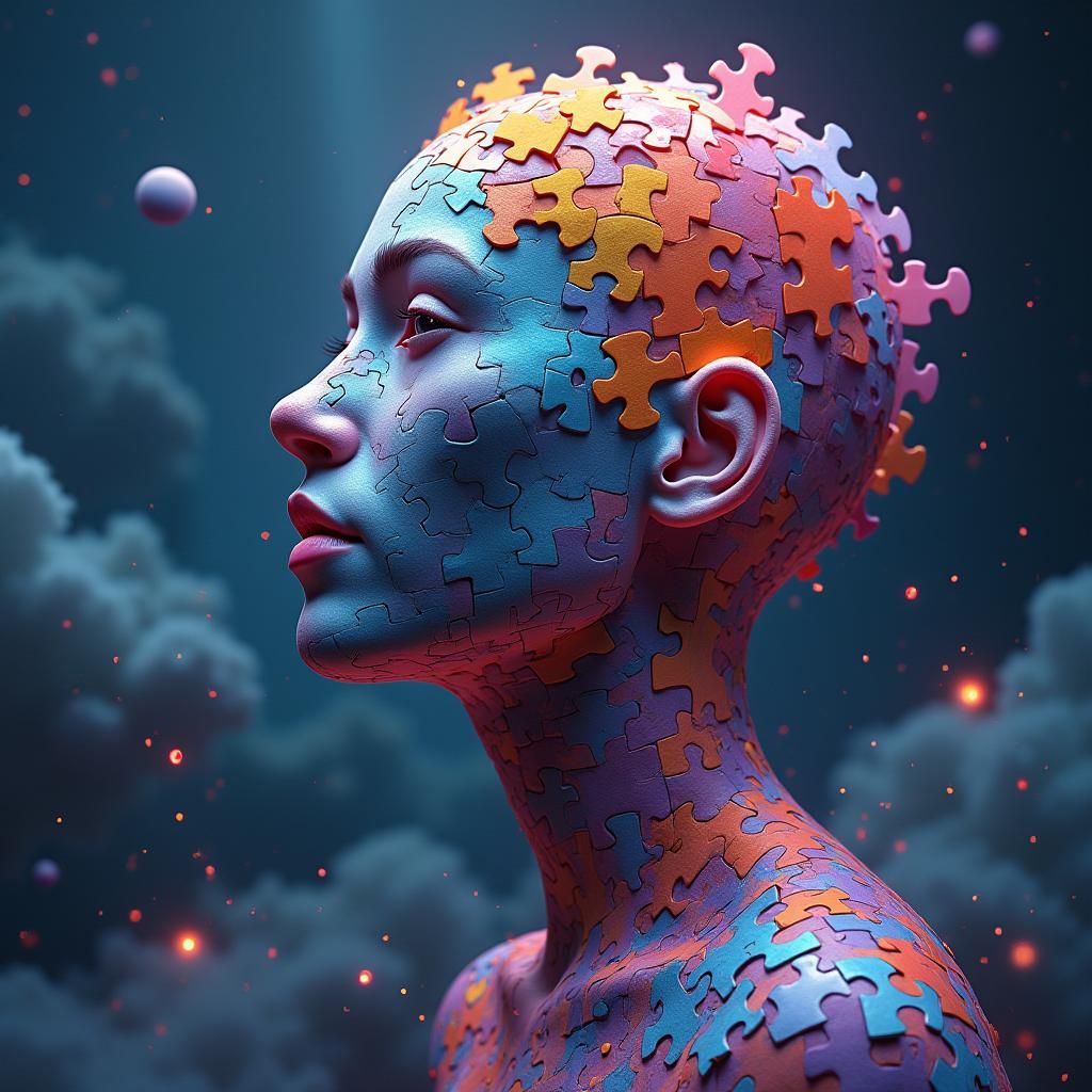 Autistic Individual Constructed from Puzzle Pieces in Matte ...