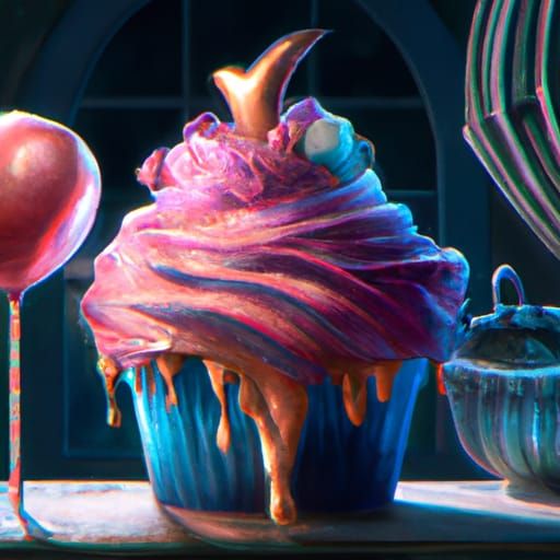 Cupcake Carrying Caramel Apple: Hyperdetailed Concept Art