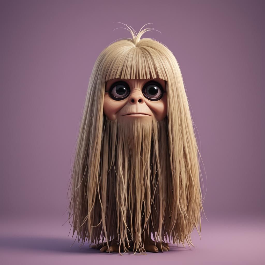 Cute Cousin It from Addams Family: Pixar-Style 3D Art