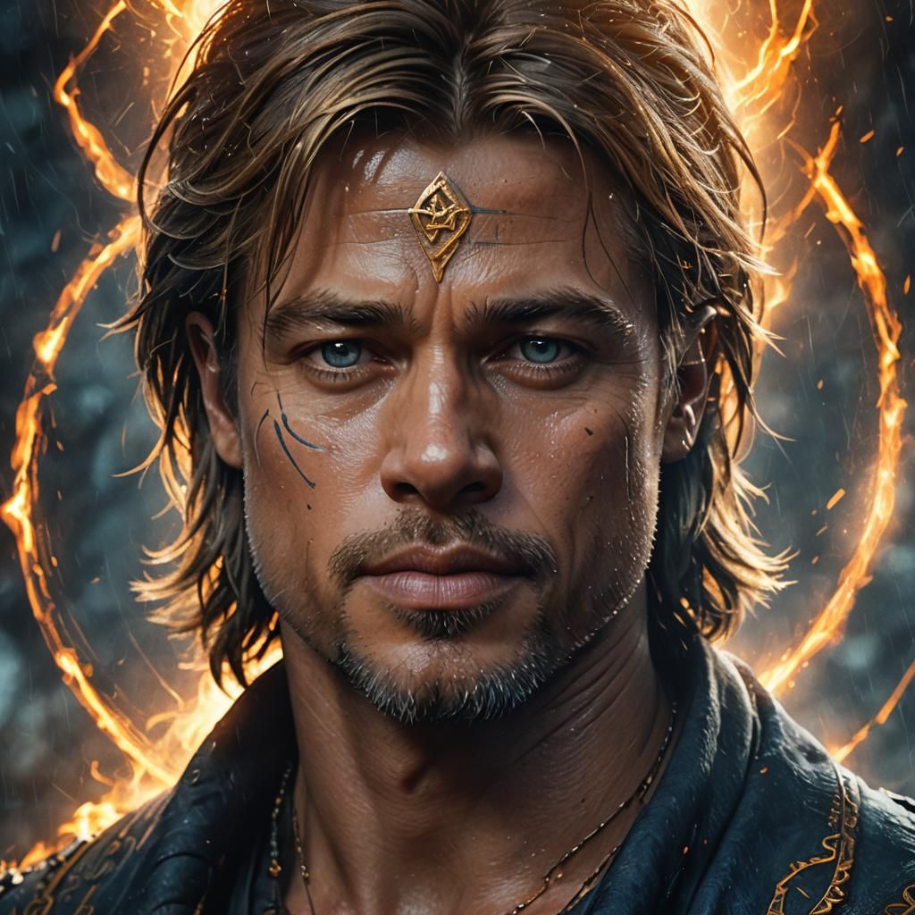 Mystical Portrait with Runes in Digital Art Style