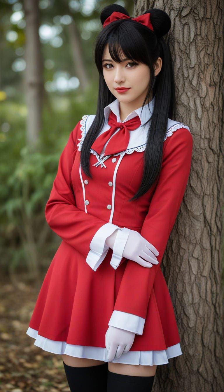 Rin Tohsaka Cosplayer Smirks in Realistic Portrait