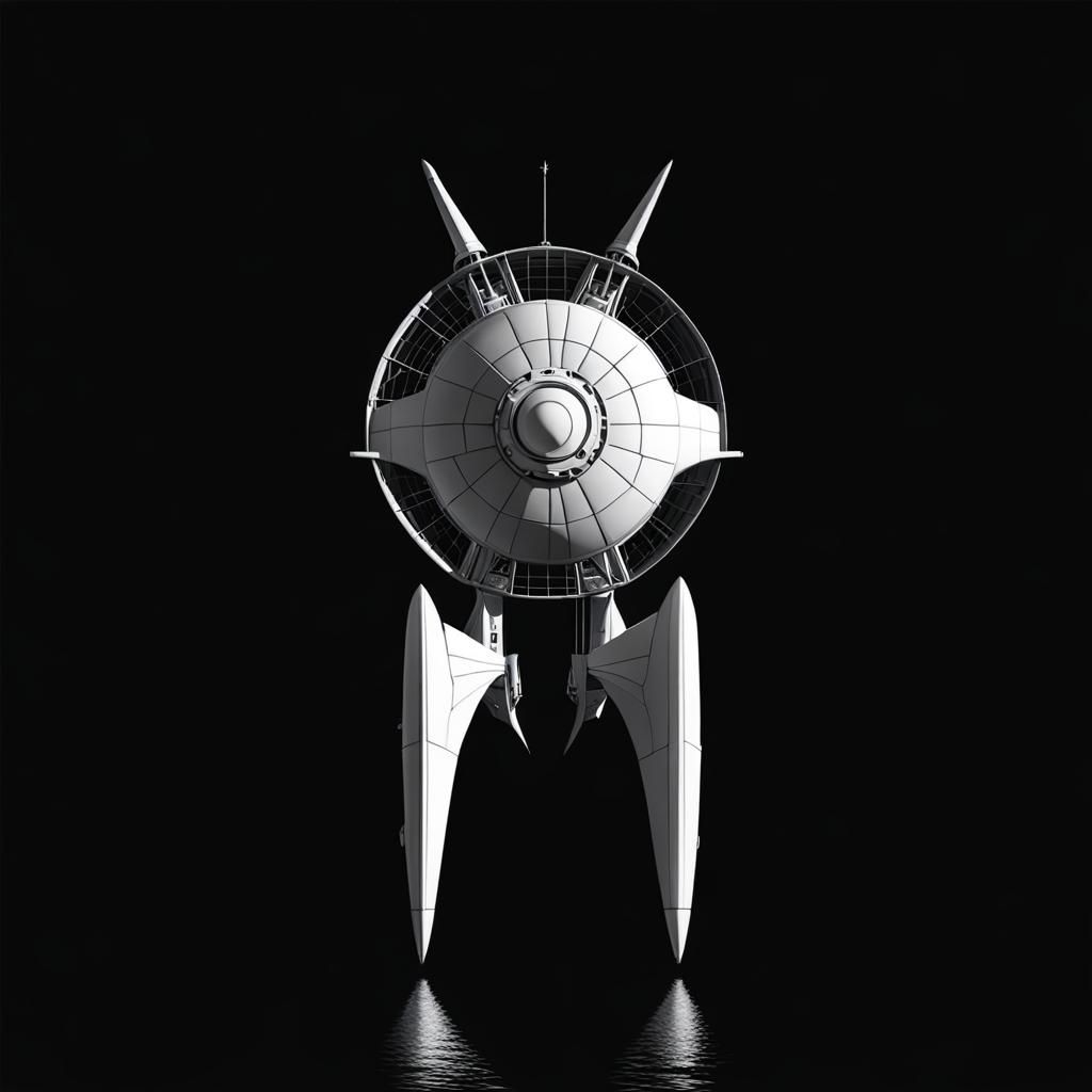 Black and White Gothic Pirate Starship