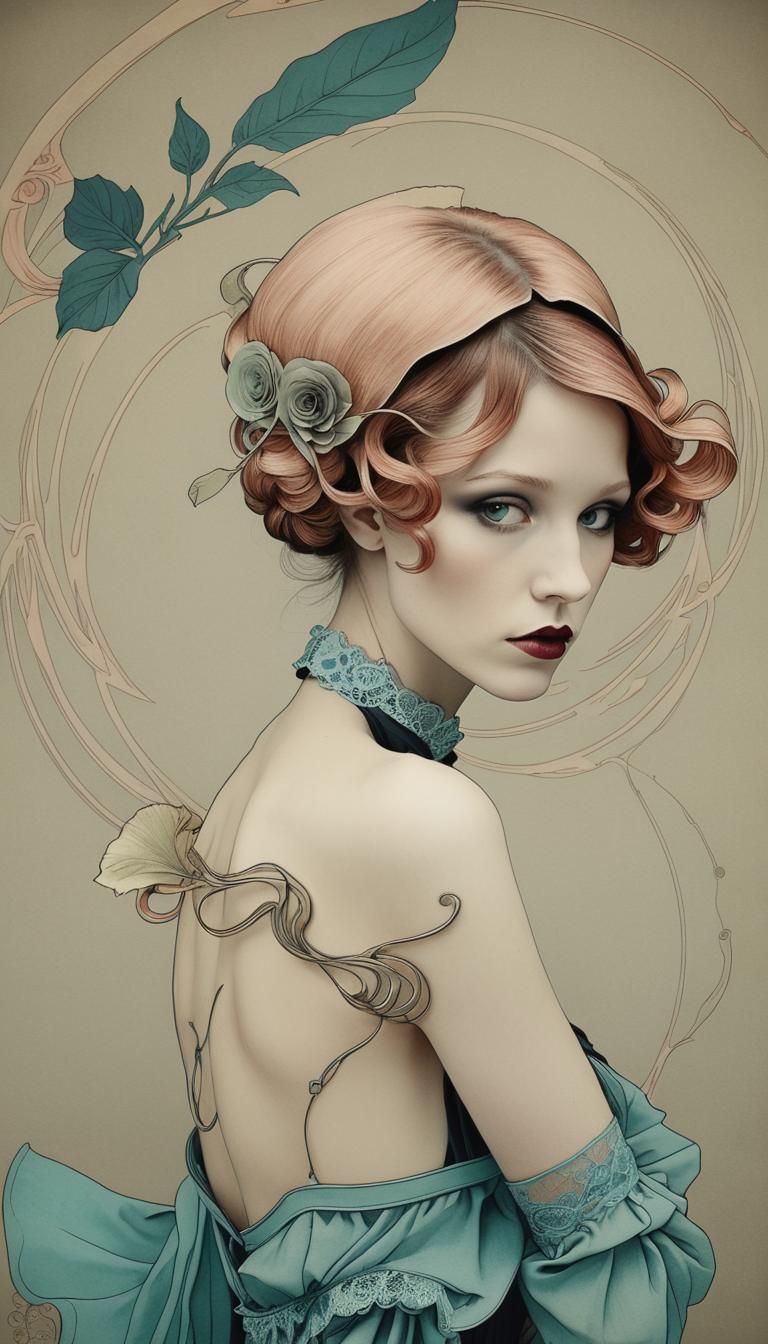 Art Nouveau Fashion Portrait of a Lawyer