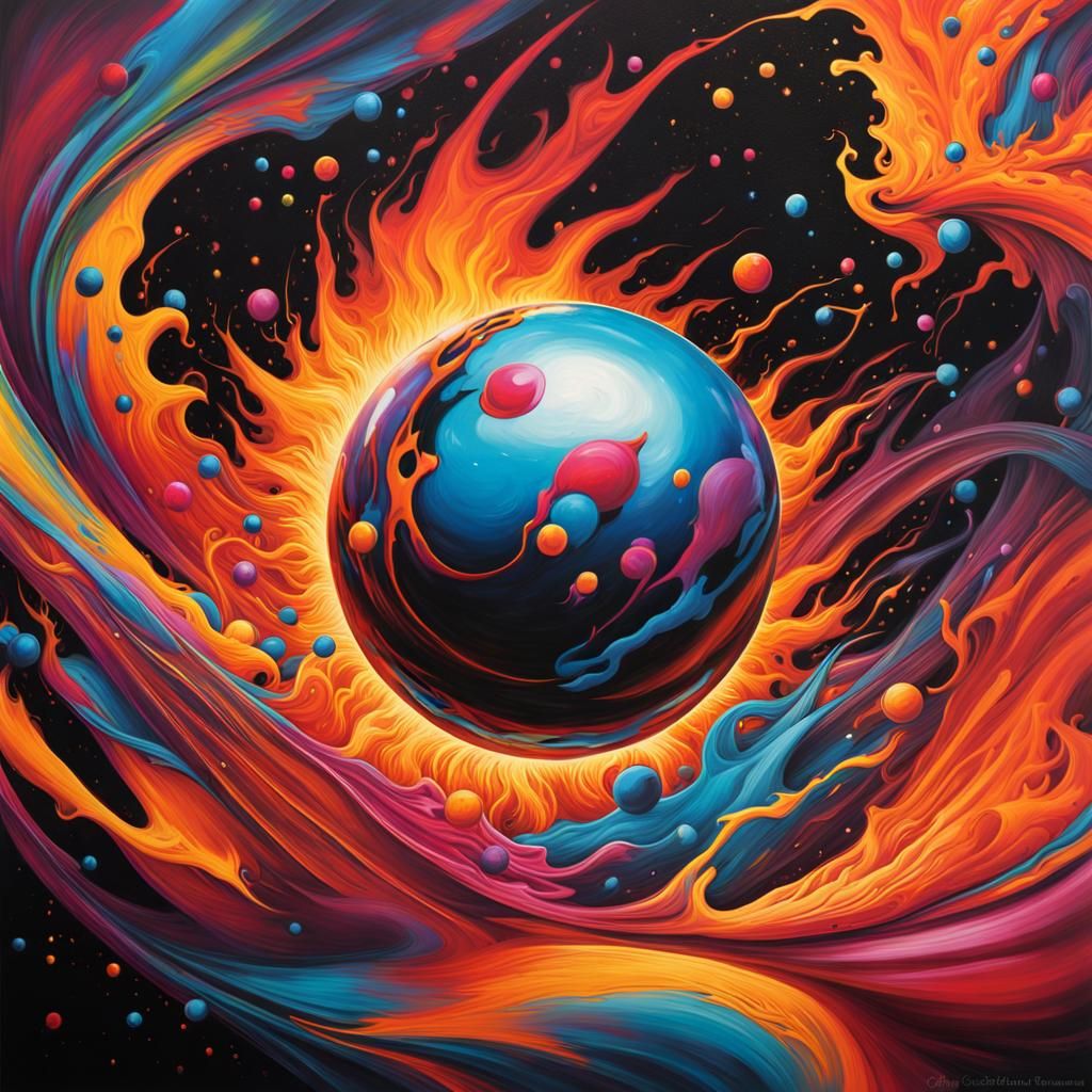 Colorful Polychromatic Graffiti Art with Fire