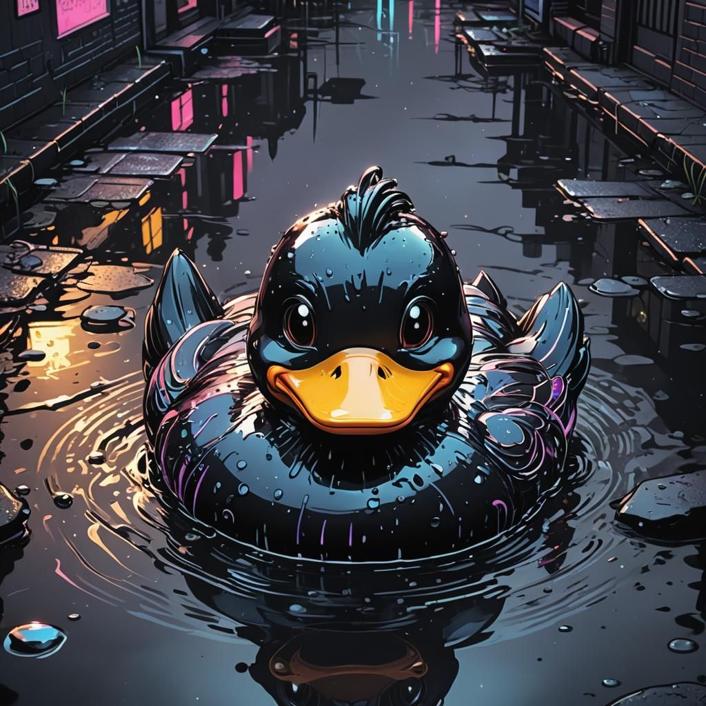 Goth punk black rubber duck
