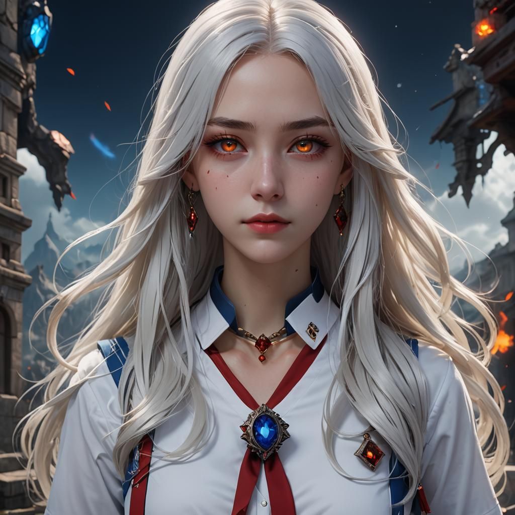 Girl with long white hair