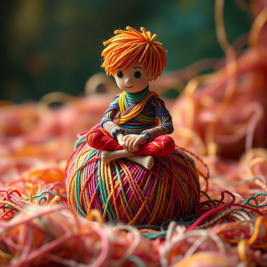 String Boy on Yarn Ball, Dreamlike Animation