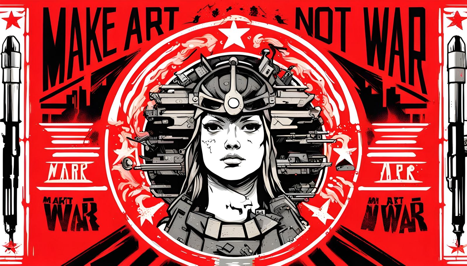 Vibrant "Make Art Not War" Graffiti-Style Poster