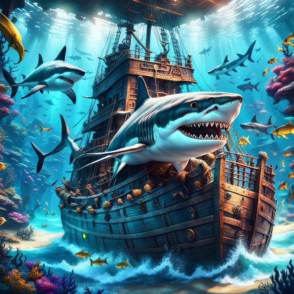 Giant Sharks Discover Sunken Pirate Treasure