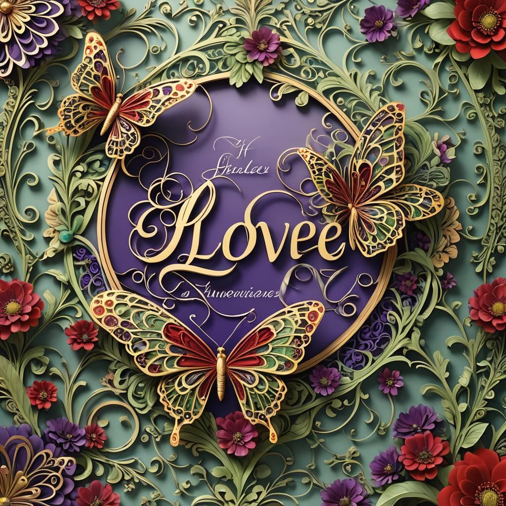 Gem-Encrusted Butterfly Typography in 3D