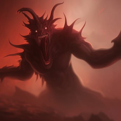 Menacing Shadow Demon with Red Eyes