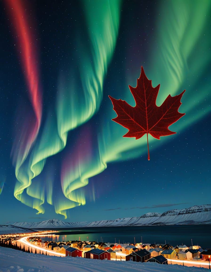 Surreal Maple Leaf Auroral Crown Over Canada's Northern Terr...