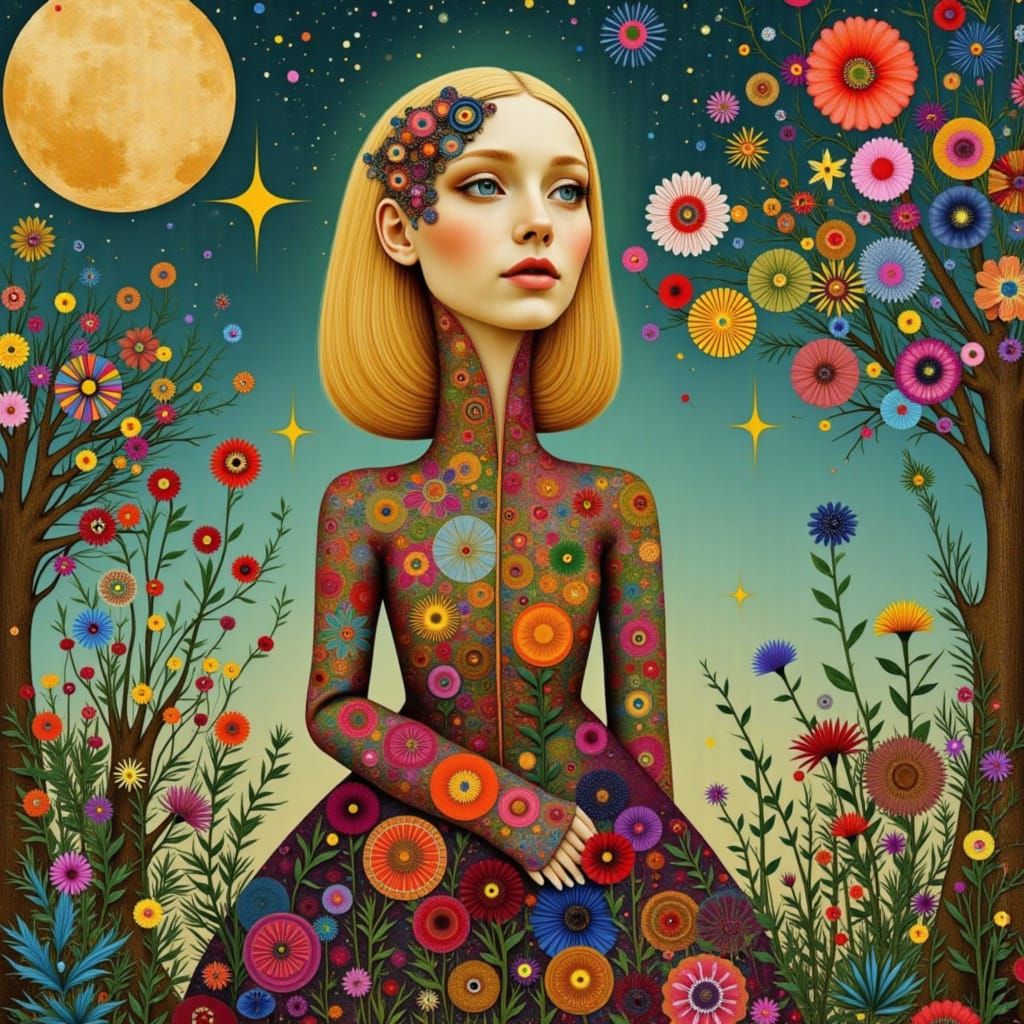 Surreal Happiness Blooms in a Vibrant Garden of Thought